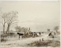 Z 067-28
<br/>
IJsgezicht met koek-en-zopie
<br/>
<em>Schelfhout, Andreas (1787-1870)</em>